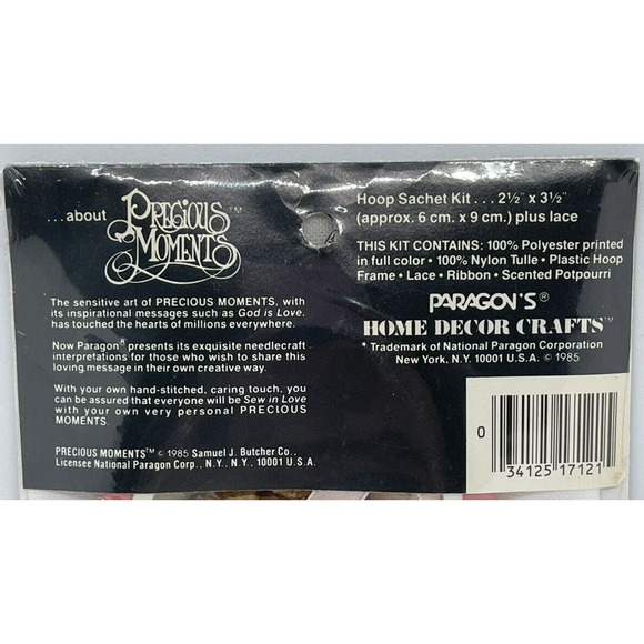 Vtg Paragon Needlecraft Precious Moments Love is Kind Sachet Kit #7121 SEALED - Picture 3 of 3